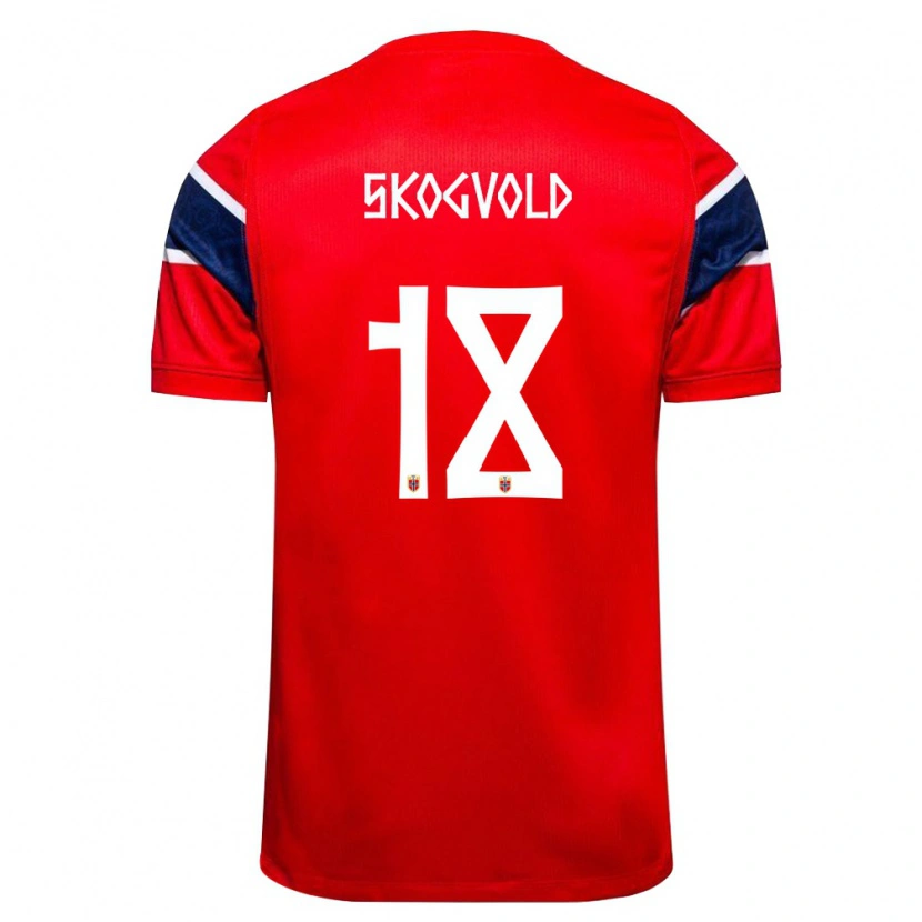 Danxen Mujer Camiseta Noruega Henrik Skogvold #18 Rojo Marino Blanco 1ª Equipación 26-28 La Camisa México
