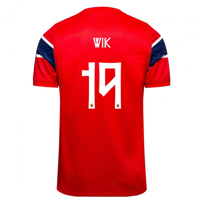 Danxen Mujer Camiseta Noruega Nicholas Wik #19 Rojo Marino Blanco 1ª Equipación 26-28 La Camisa México