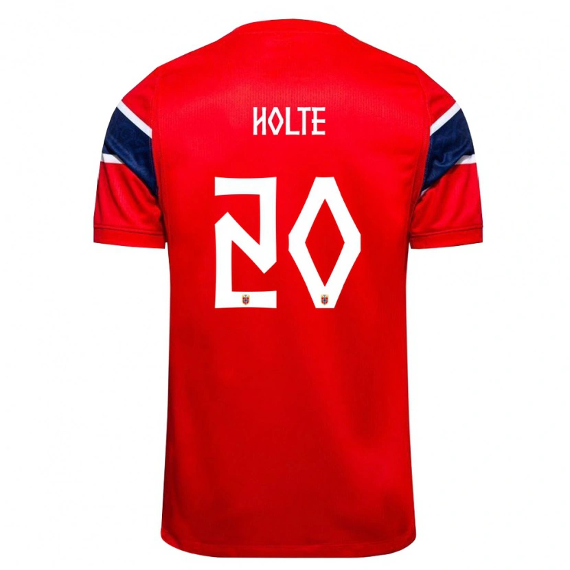 Danxen Mujer Camiseta Noruega Magnus Holte #20 Rojo Marino Blanco 1ª Equipación 26-28 La Camisa México