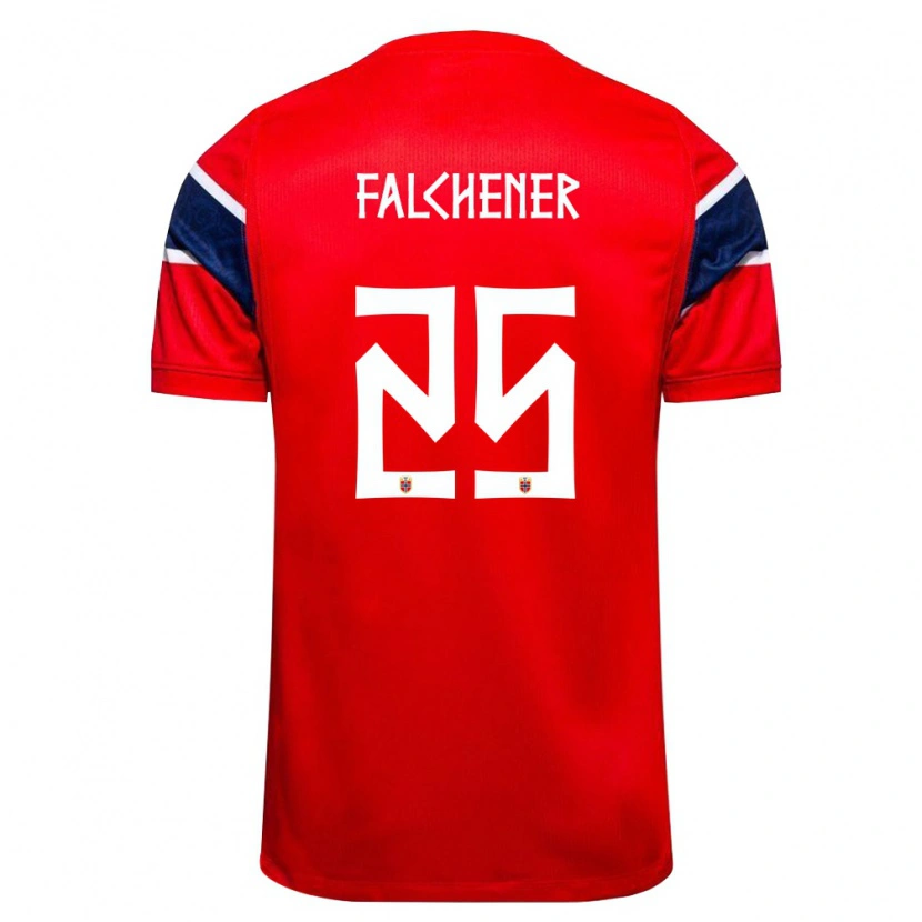 Danxen Mujer Camiseta Noruega Henrik Falchener #25 Rojo Marino Blanco 1ª Equipación 26-28 La Camisa México