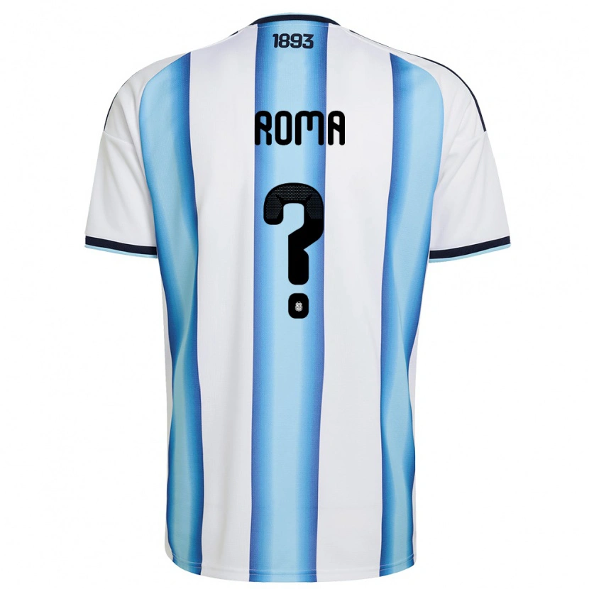 Danxen Mujer Camiseta Argentina Sebastian Roma #0 Blanco Azul Cielo Marino 1ª Equipación 26-28 La Camisa México