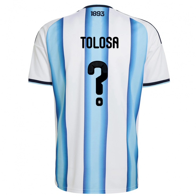 Danxen Mujer Camiseta Argentina Genaro Tolosa #0 Blanco Azul Cielo Marino 1ª Equipación 26-28 La Camisa México