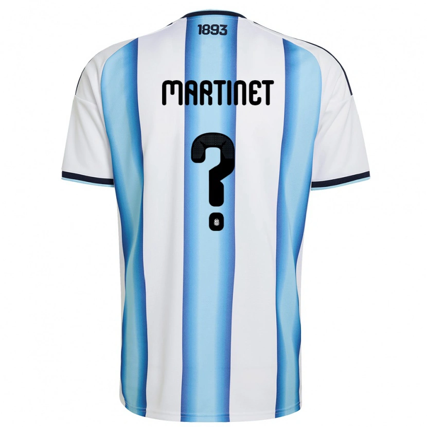 Danxen Mujer Camiseta Argentina Jeremías Martinet #0 Blanco Azul Cielo Marino 1ª Equipación 26-28 La Camisa México