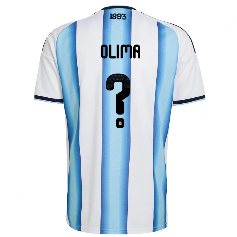 Danxen Mujer Camiseta Argentina Leandro Olima #0 Blanco Azul Cielo Marino 1ª Equipación 26-28 La Camisa México