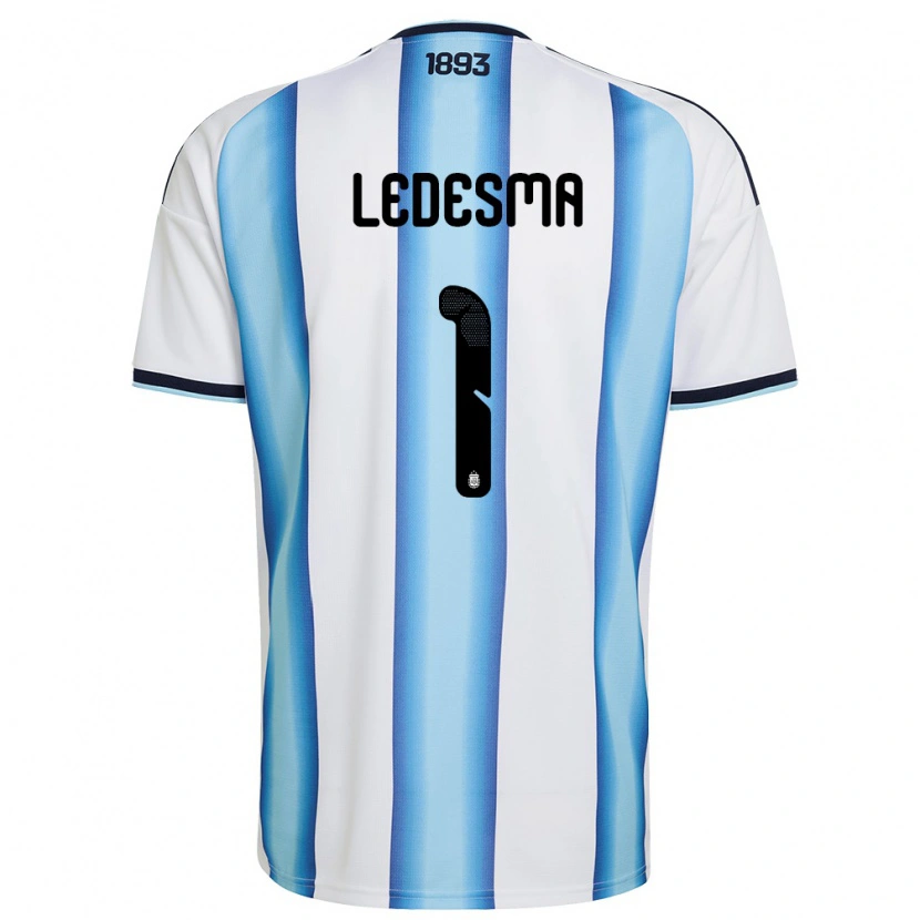Danxen Mujer Camiseta Argentina Jeremias Ledesma #1 Blanco Azul Cielo Marino 1ª Equipación 26-28 La Camisa México