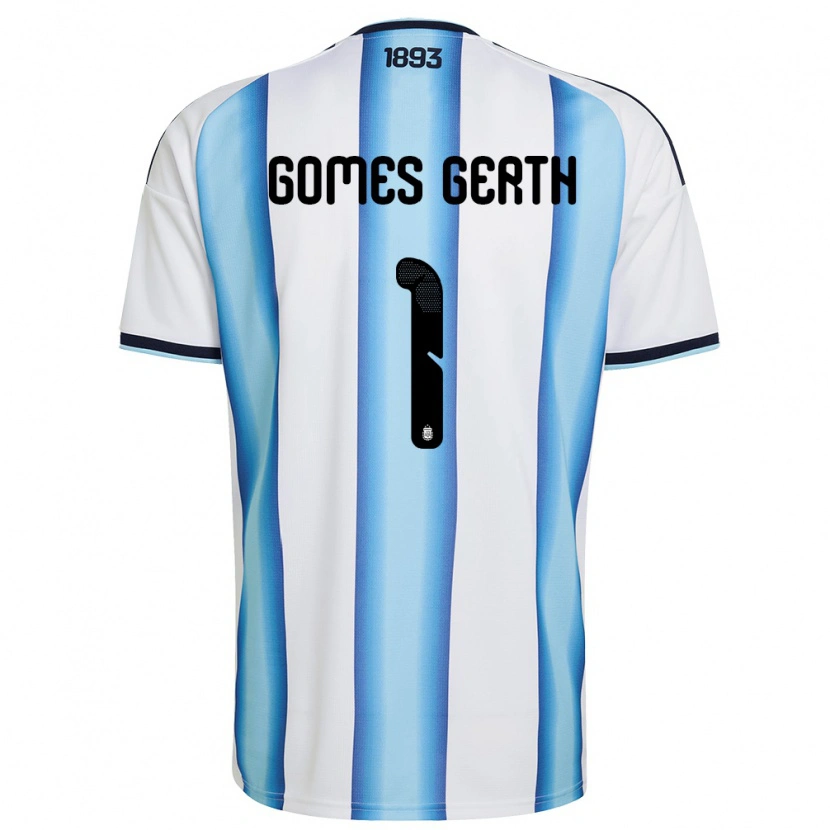 Danxen Mujer Camiseta Argentina Federico Gomes Gerth #1 Blanco Azul Cielo Marino 1ª Equipación 26-28 La Camisa México
