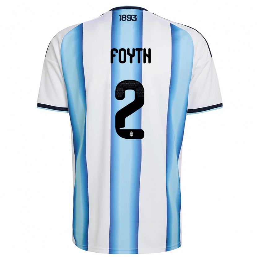 Danxen Mujer Camiseta Argentina Juan Foyth #2 Blanco Azul Cielo Marino 1ª Equipación 26-28 La Camisa México