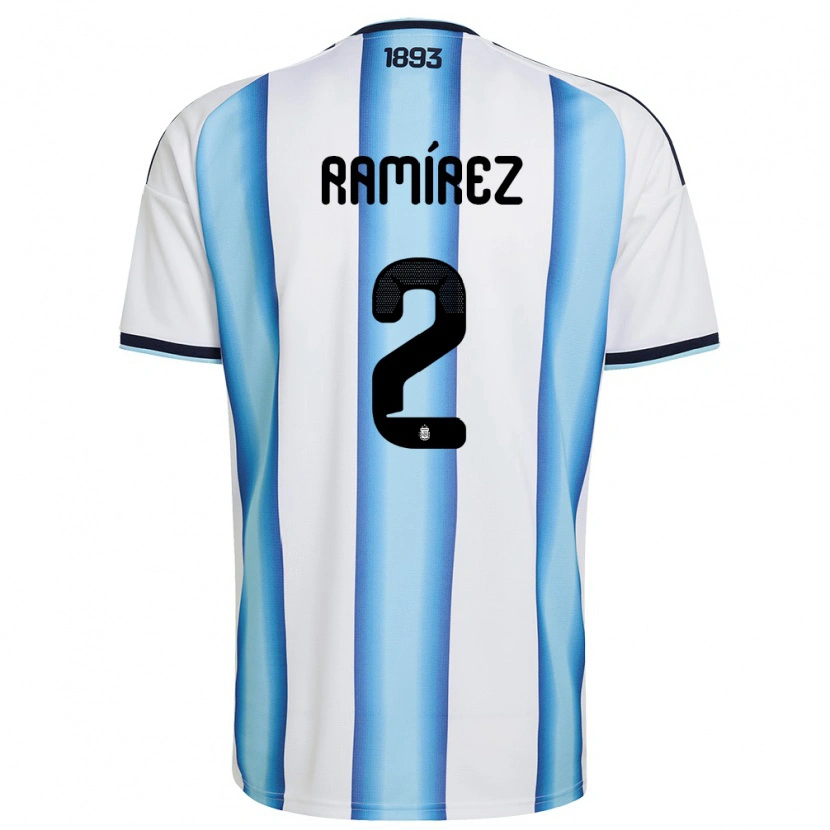 Danxen Mujer Camiseta Argentina Tobías Ramírez #2 Blanco Azul Cielo Marino 1ª Equipación 26-28 La Camisa México