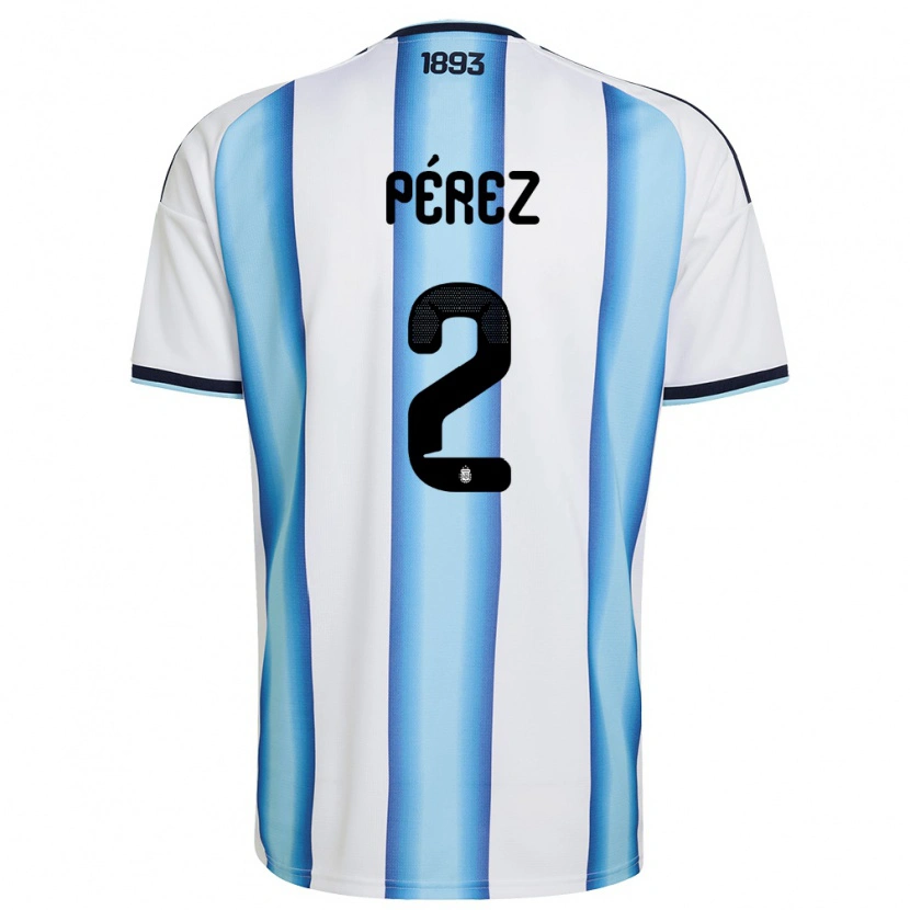 Danxen Mujer Camiseta Argentina Nehuen Perez #2 Blanco Azul Cielo Marino 1ª Equipación 26-28 La Camisa México