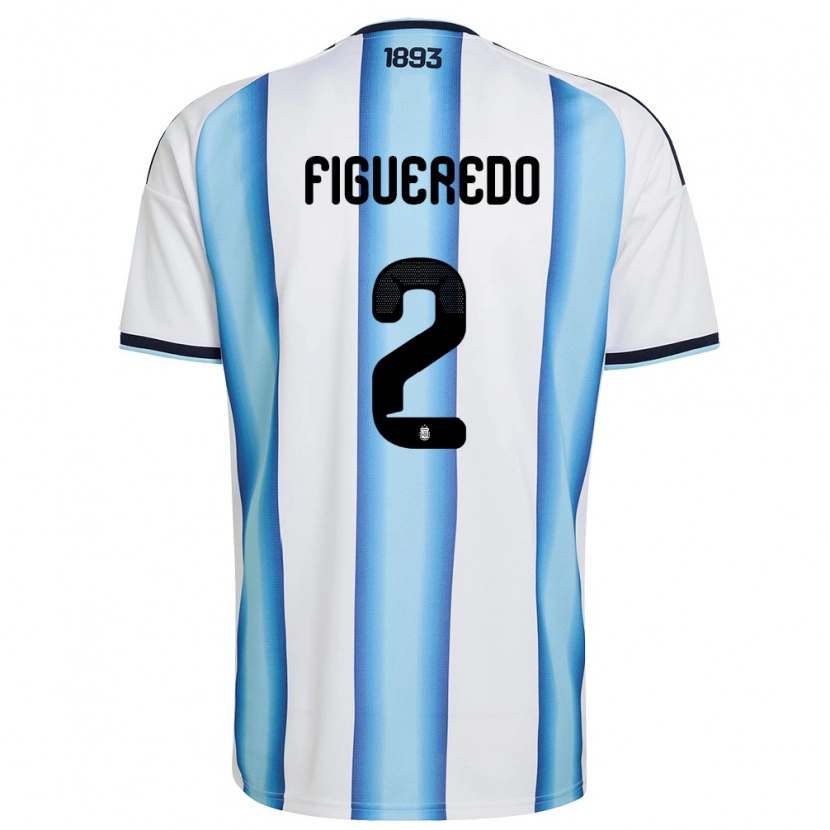 Danxen Mujer Camiseta Argentina Leandro Figueredo #2 Blanco Azul Cielo Marino 1ª Equipación 26-28 La Camisa México