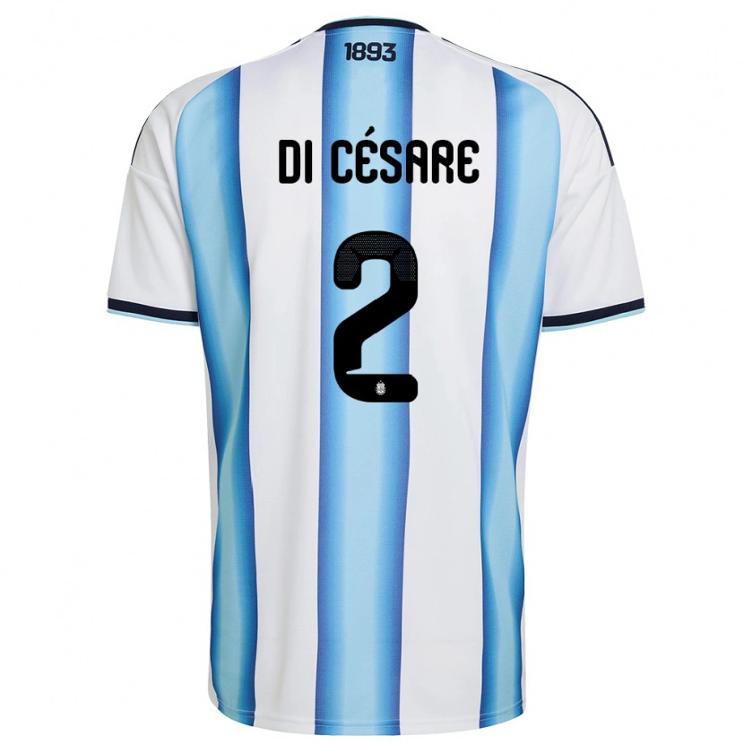 Danxen Mujer Camiseta Argentina Marco Di Césare #2 Blanco Azul Cielo Marino 1ª Equipación 26-28 La Camisa México