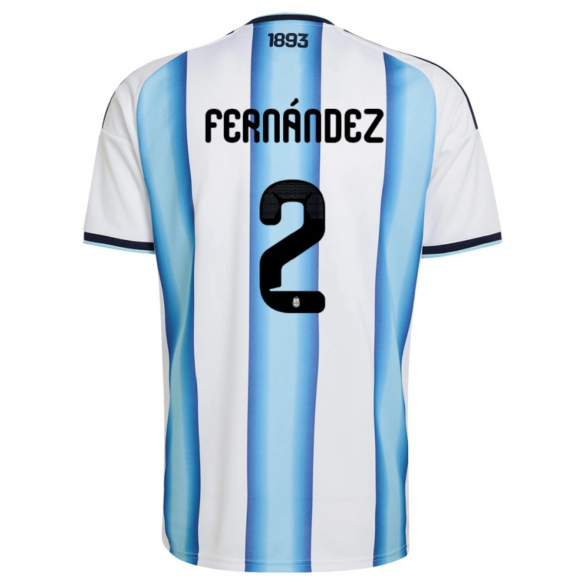Danxen Mujer Camiseta Argentina Damián Fernández #2 Blanco Azul Cielo Marino 1ª Equipación 26-28 La Camisa México