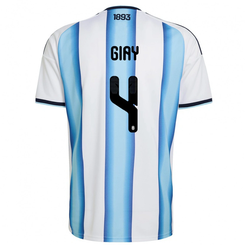 Danxen Mujer Camiseta Argentina Agustín Giay #4 Blanco Azul Cielo Marino 1ª Equipación 26-28 La Camisa México