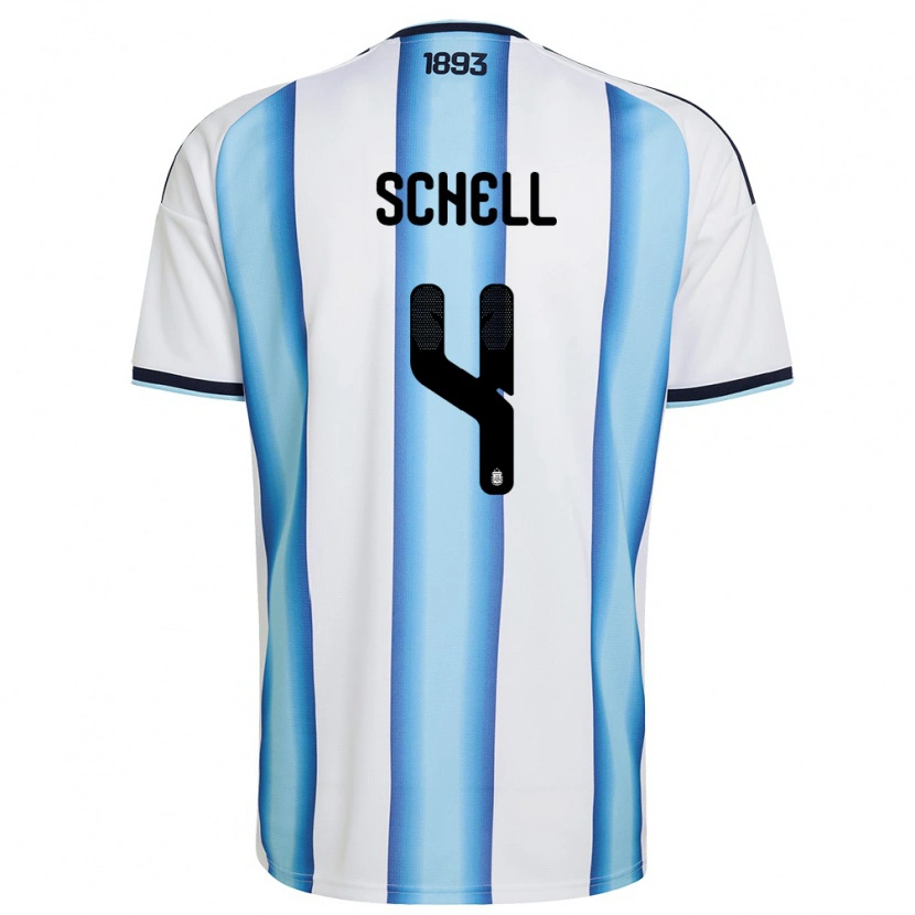 Danxen Mujer Camiseta Argentina Sofia Schell #4 Blanco Azul Cielo Marino 1ª Equipación 26-28 La Camisa México