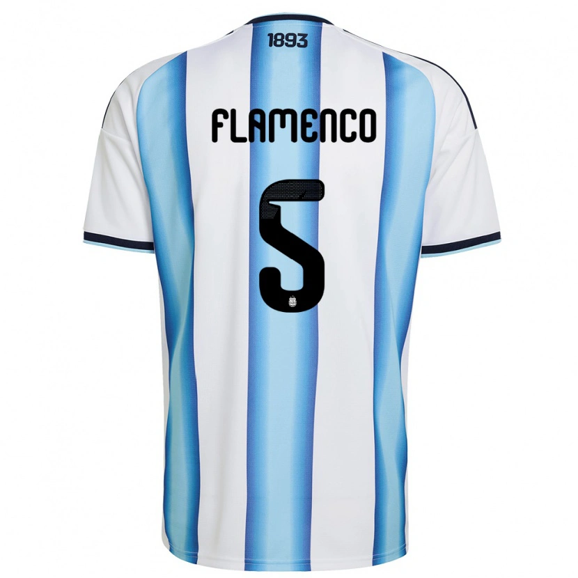 Danxen Mujer Camiseta Argentina Nahuel Flamenco #5 Blanco Azul Cielo Marino 1ª Equipación 26-28 La Camisa México