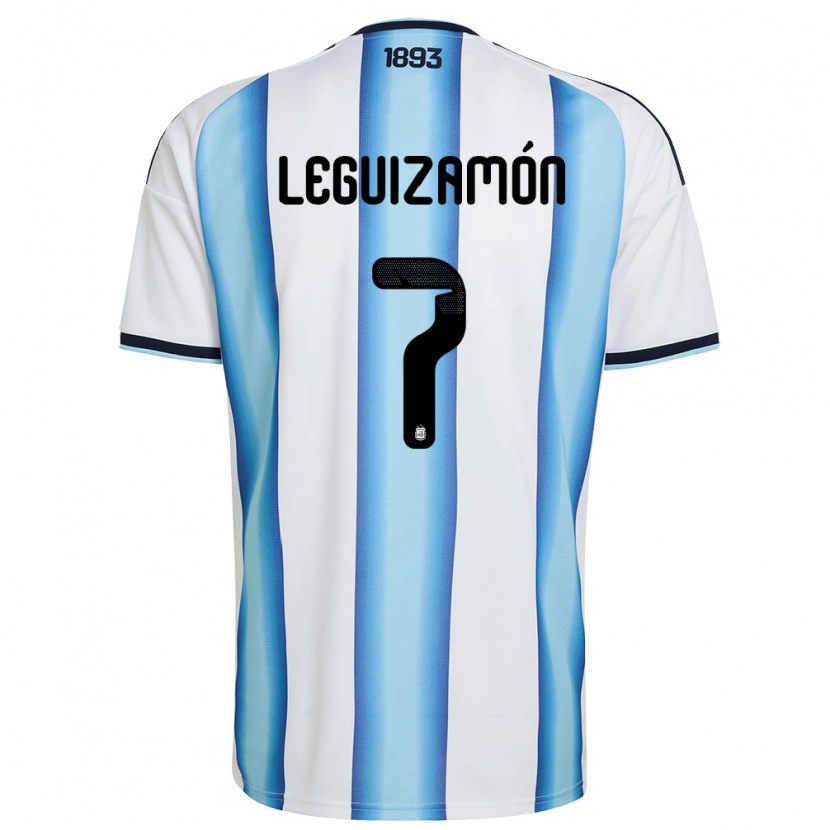 Danxen Mujer Camiseta Argentina Luciano Leguizamón #7 Blanco Azul Cielo Marino 1ª Equipación 26-28 La Camisa México