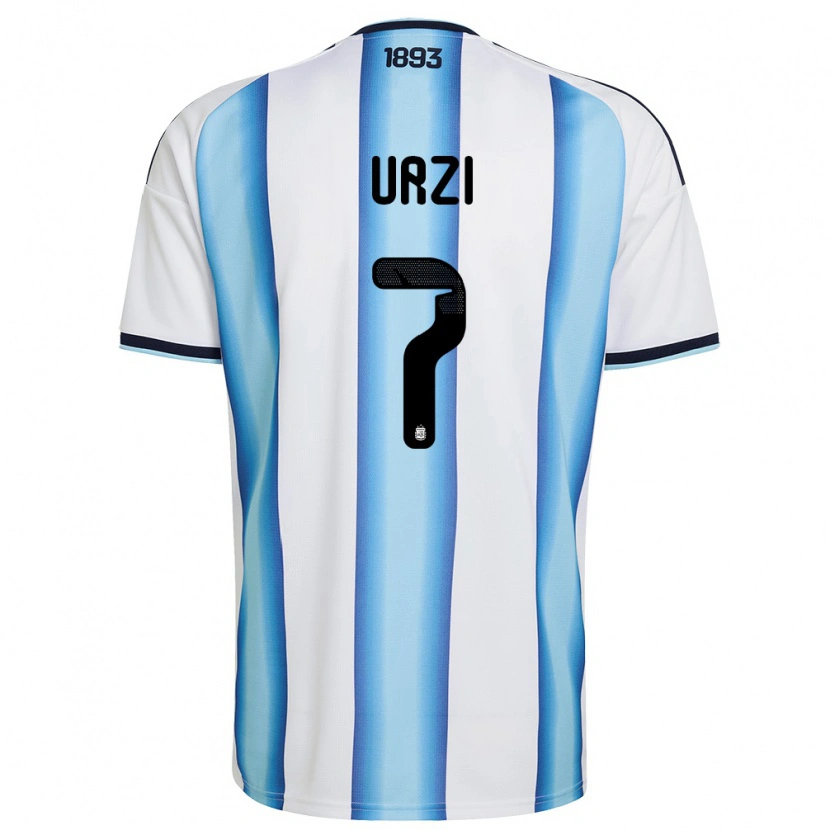 Danxen Mujer Camiseta Argentina Agustin Urzi #7 Blanco Azul Cielo Marino 1ª Equipación 26-28 La Camisa México