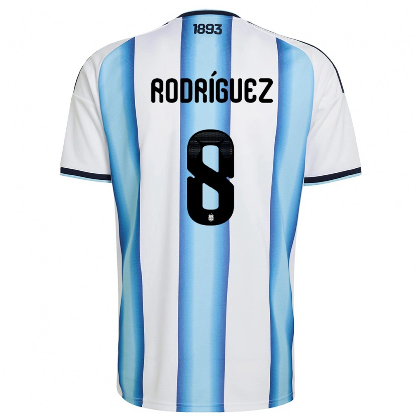 Danxen Mujer Camiseta Argentina Agustin Rodriguez #8 Blanco Azul Cielo Marino 1ª Equipación 26-28 La Camisa México