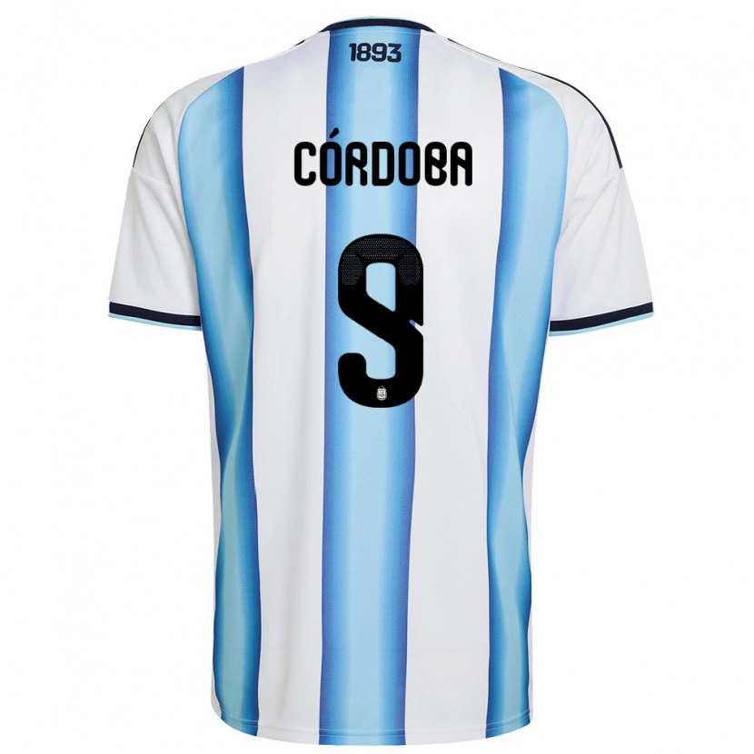 Danxen Mujer Camiseta Argentina Matías Córdoba #9 Blanco Azul Cielo Marino 1ª Equipación 26-28 La Camisa México