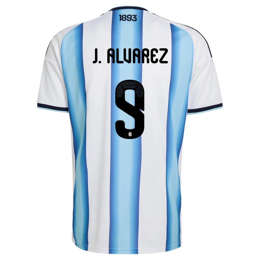 Danxen Mujer Camiseta Argentina Julián Alvarez #9 Blanco Azul Cielo Marino 1ª Equipación 26-28 La Camisa México