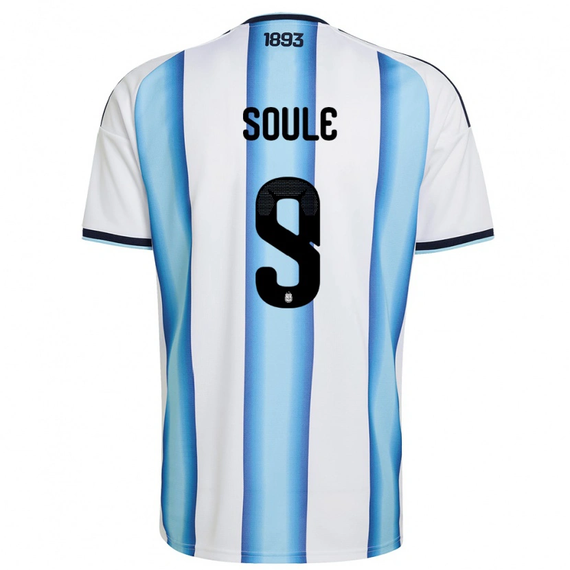 Danxen Mujer Camiseta Argentina Matias Soule #9 Blanco Azul Cielo Marino 1ª Equipación 26-28 La Camisa México