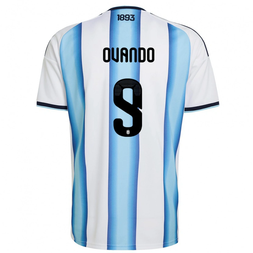Danxen Mujer Camiseta Argentina Lautaro Ovando #9 Blanco Azul Cielo Marino 1ª Equipación 26-28 La Camisa México