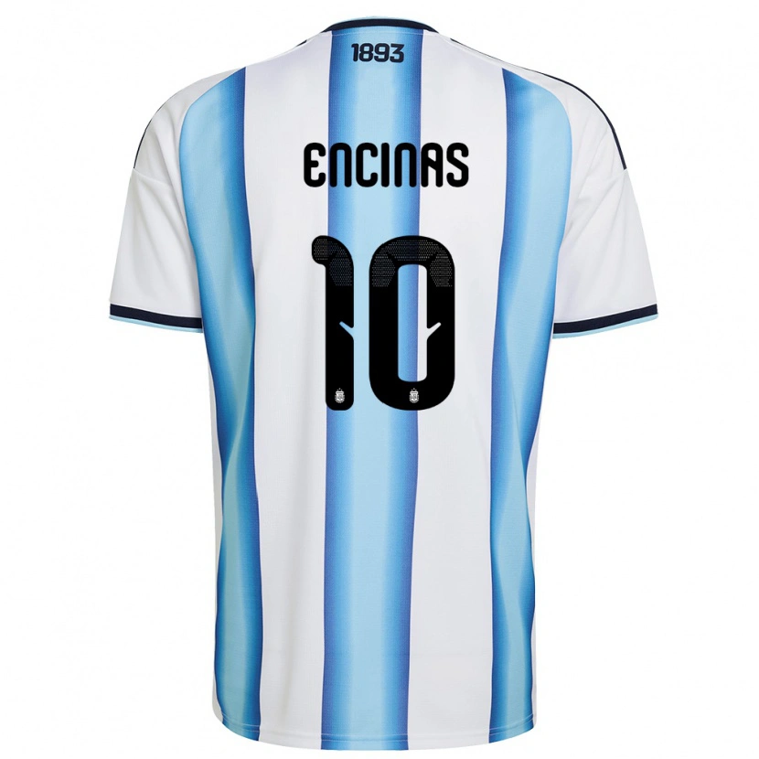 Danxen Mujer Camiseta Argentina Axel Encinas #10 Blanco Azul Cielo Marino 1ª Equipación 26-28 La Camisa México