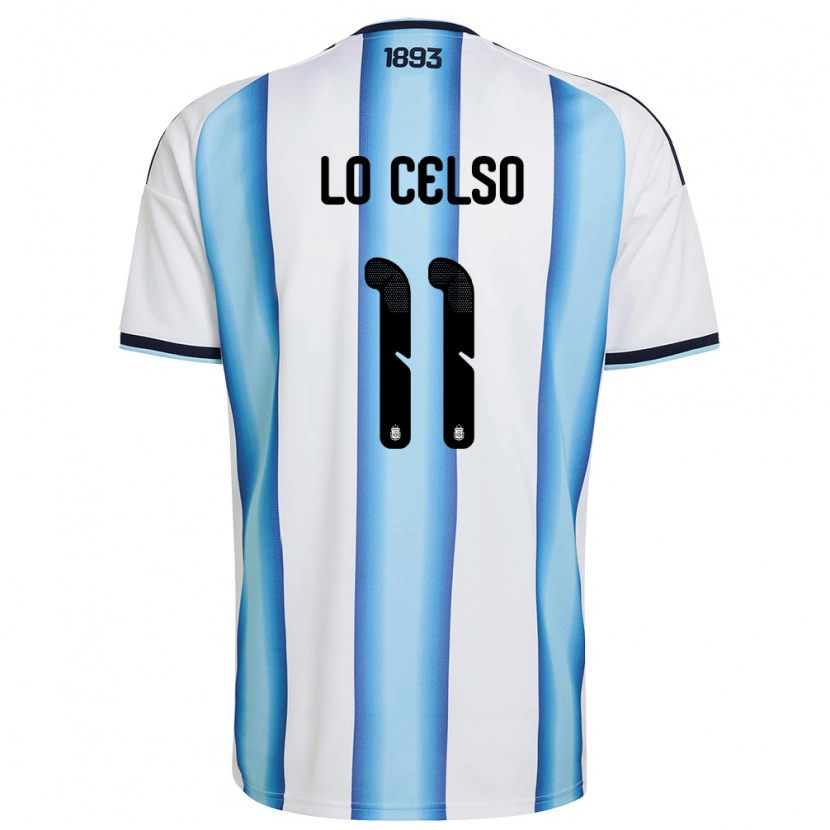 Danxen Mujer Camiseta Argentina Giovani Lo Celso #11 Blanco Azul Cielo Marino 1ª Equipación 26-28 La Camisa México