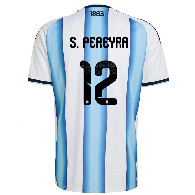 Danxen Mujer Camiseta Argentina Solana Pereyra #12 Blanco Azul Cielo Marino 1ª Equipación 26-28 La Camisa México