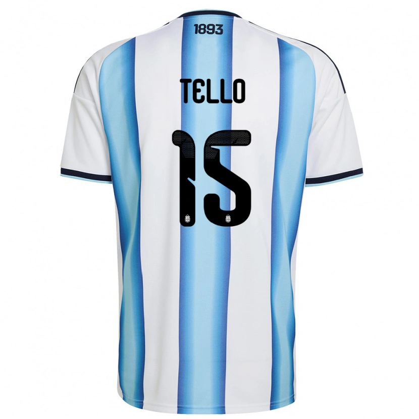 Danxen Mujer Camiseta Argentina Alejandro Tello #15 Blanco Azul Cielo Marino 1ª Equipación 26-28 La Camisa México