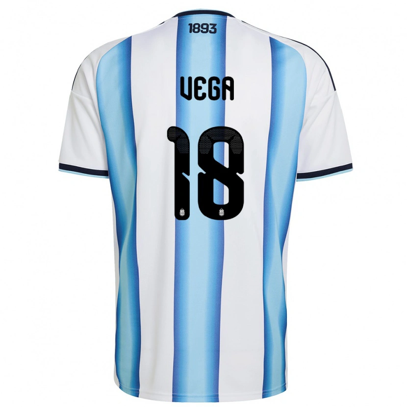 Danxen Mujer Camiseta Argentina Gonzalo Vega #18 Blanco Azul Cielo Marino 1ª Equipación 26-28 La Camisa México