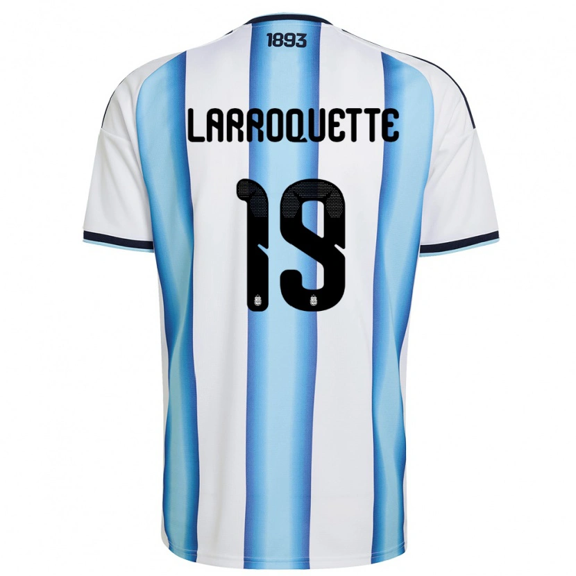 Danxen Mujer Camiseta Argentina Mariana Larroquette #19 Blanco Azul Cielo Marino 1ª Equipación 26-28 La Camisa México