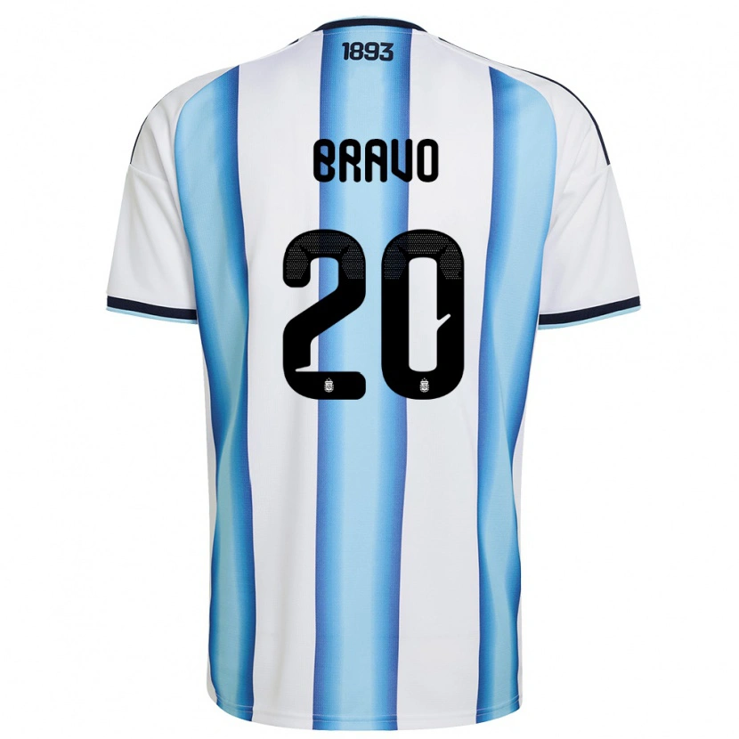 Danxen Mujer Camiseta Argentina Ruth Bravo #20 Blanco Azul Cielo Marino 1ª Equipación 26-28 La Camisa México