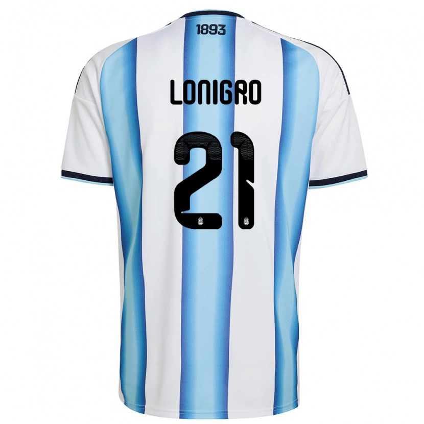 Danxen Mujer Camiseta Argentina Erica Lonigro #21 Blanco Azul Cielo Marino 1ª Equipación 26-28 La Camisa México
