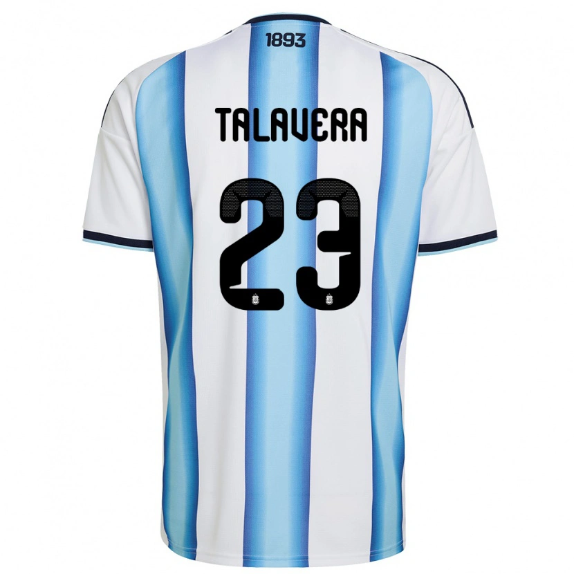 Danxen Mujer Camiseta Argentina Demian Talavera #23 Blanco Azul Cielo Marino 1ª Equipación 26-28 La Camisa México