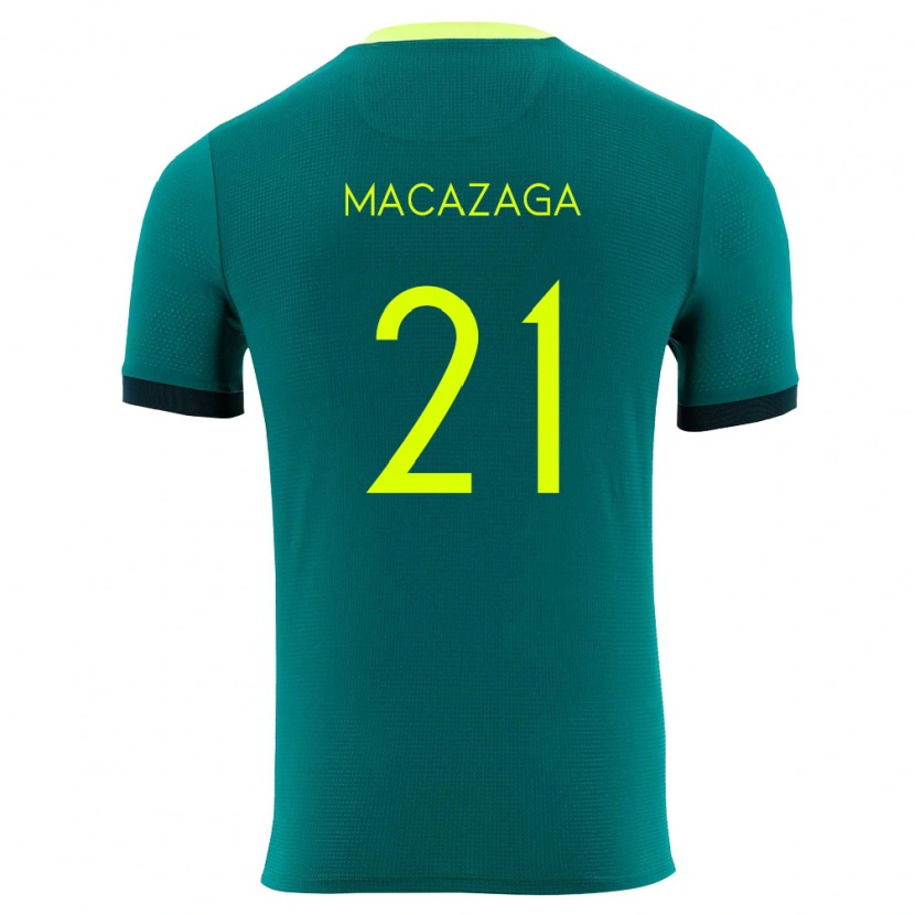 Danxen Mujer Camiseta Bolivia Lucas Macazaga #21 Verde Amarillo Negro 1ª Equipación 26-28 La Camisa México