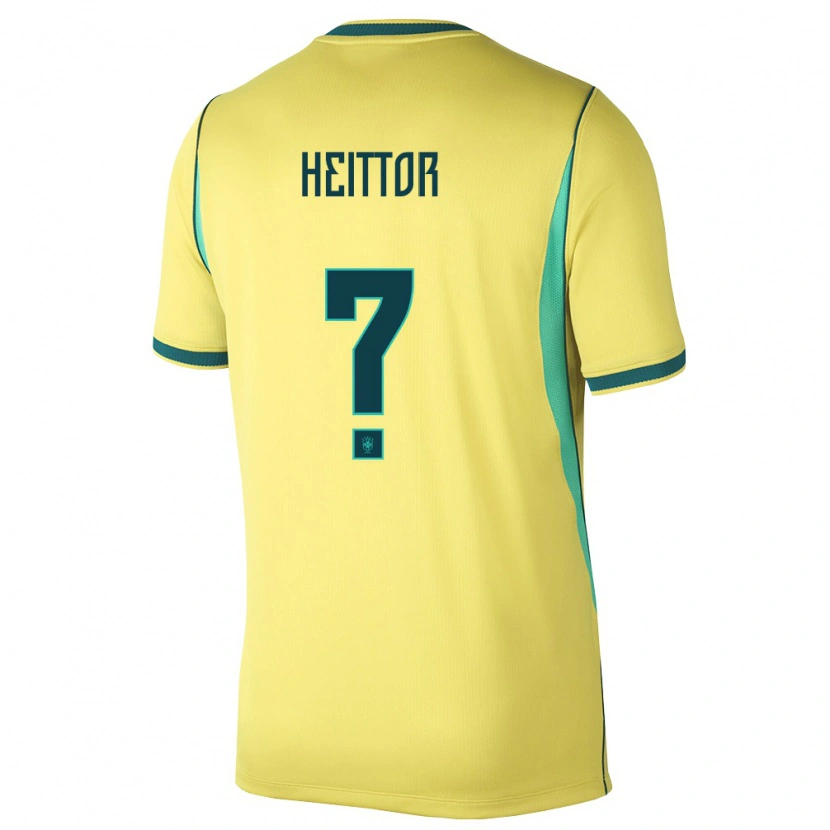 Danxen Mujer Camiseta Brasil Heittor #0 Amarillo Verde 1ª Equipación 26-28 La Camisa México