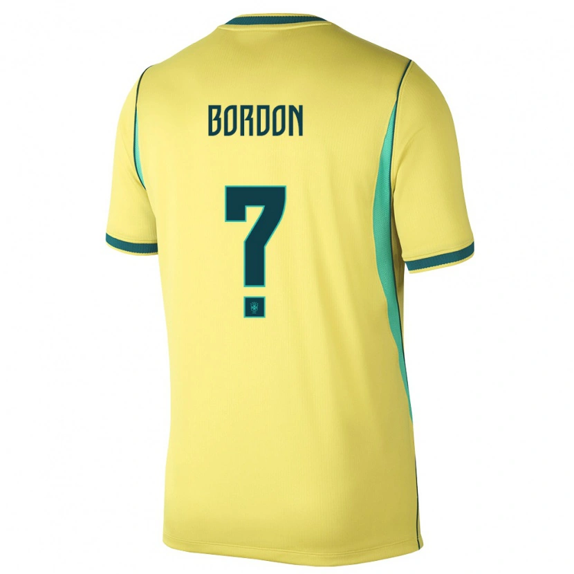 Danxen Mujer Camiseta Brasil Filipe Bordon #0 Amarillo Verde 1ª Equipación 26-28 La Camisa México