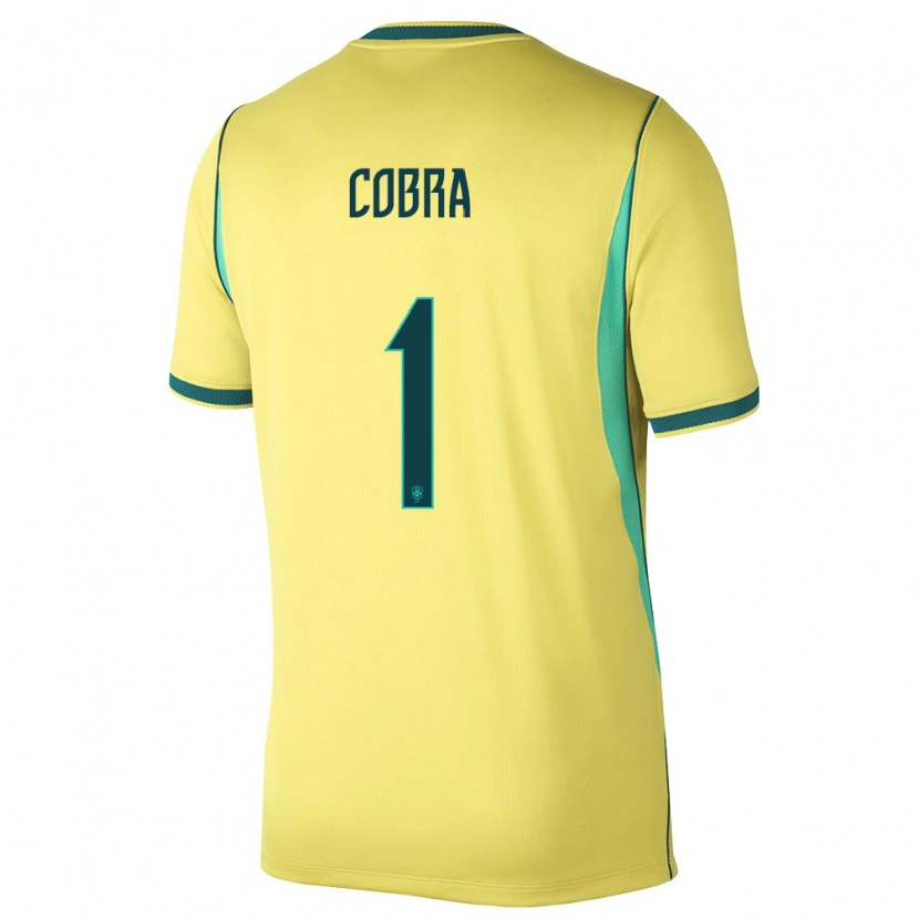 Danxen Mujer Camiseta Brasil Pedro Cobra #1 Amarillo Verde 1ª Equipación 26-28 La Camisa México