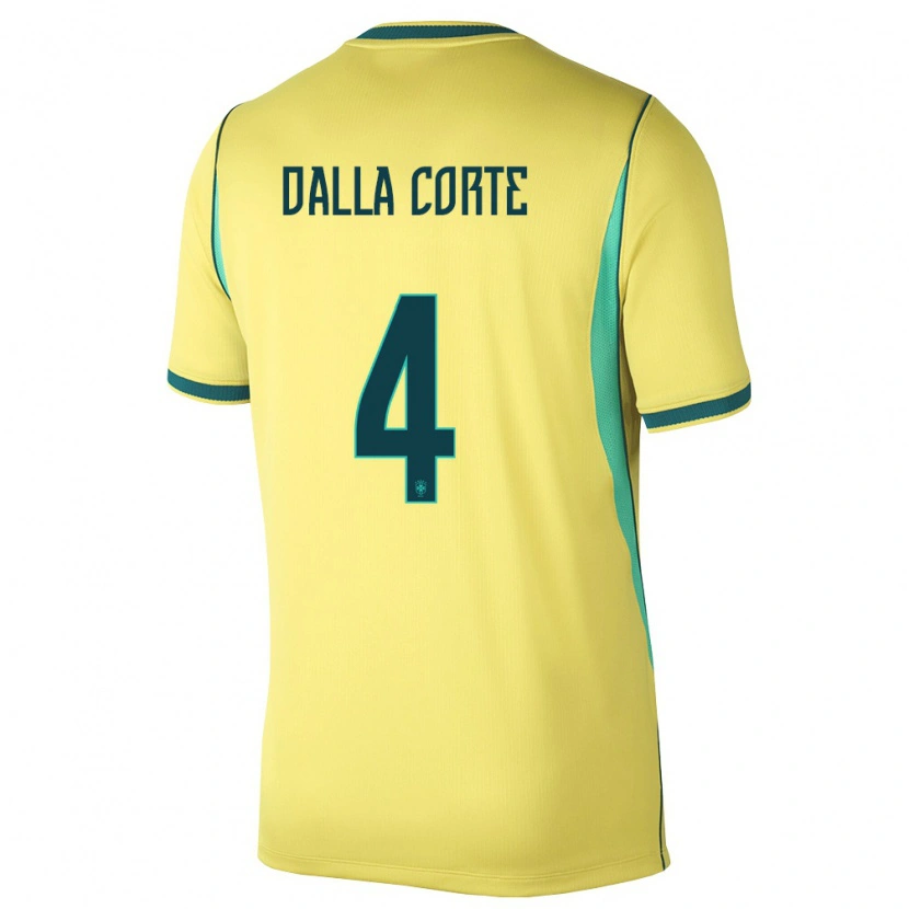 Danxen Mujer Camiseta Brasil Joao Dalla Corte #4 Amarillo Verde 1ª Equipación 26-28 La Camisa México