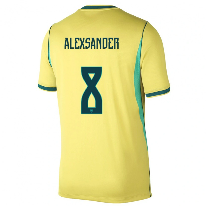 Danxen Mujer Camiseta Brasil Alexsander #8 Amarillo Verde 1ª Equipación 26-28 La Camisa México