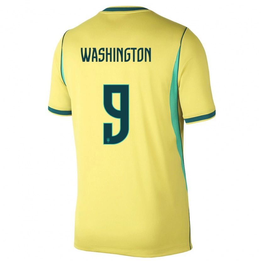Danxen Mujer Camiseta Brasil Deivid Washington #9 Amarillo Verde 1ª Equipación 26-28 La Camisa México