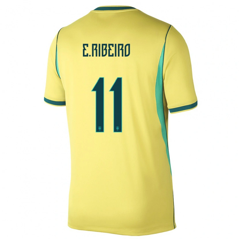 Danxen Mujer Camiseta Brasil Everton Ribeiro #11 Amarillo Verde 1ª Equipación 26-28 La Camisa México