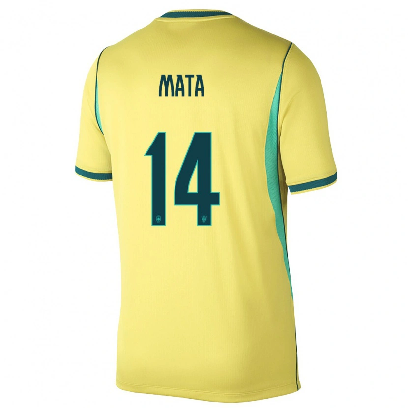 Danxen Mujer Camiseta Brasil Da Mata #14 Amarillo Verde 1ª Equipación 26-28 La Camisa México
