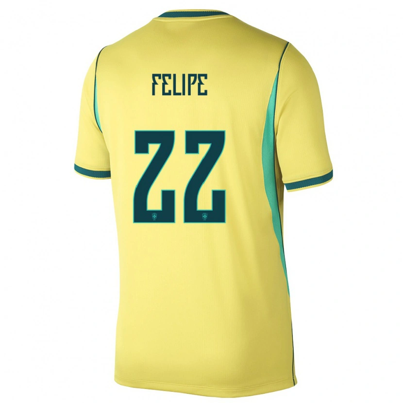 Danxen Mujer Camiseta Brasil Cayo Felipe #22 Amarillo Verde 1ª Equipación 26-28 La Camisa México