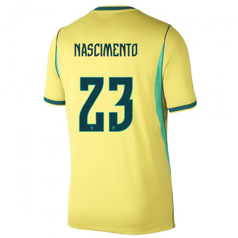 Danxen Mujer Camiseta Brasil Matheus Nascimento #23 Amarillo Verde 1ª Equipación 26-28 La Camisa México