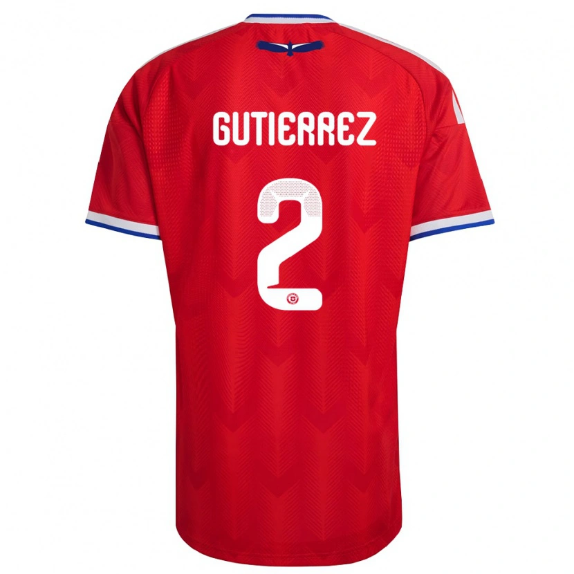 Danxen Mujer Camiseta Chile Joaquín Gutiérrez #2 Rojo Blanco Azul 1ª Equipación 26-28 La Camisa México