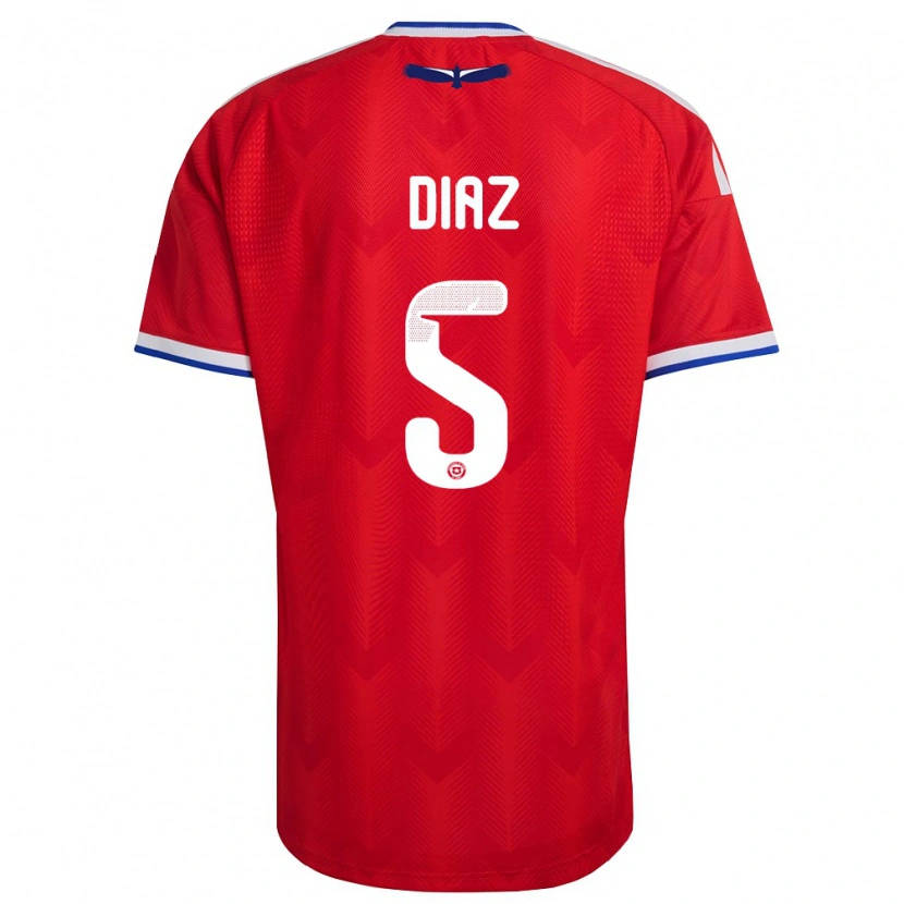 Danxen Mujer Camiseta Chile Paulo Díaz #5 Rojo Blanco Azul 1ª Equipación 26-28 La Camisa México