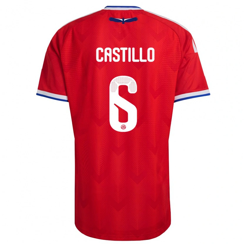 Danxen Mujer Camiseta Chile Cristóbal Castillo #6 Rojo Blanco Azul 1ª Equipación 26-28 La Camisa México