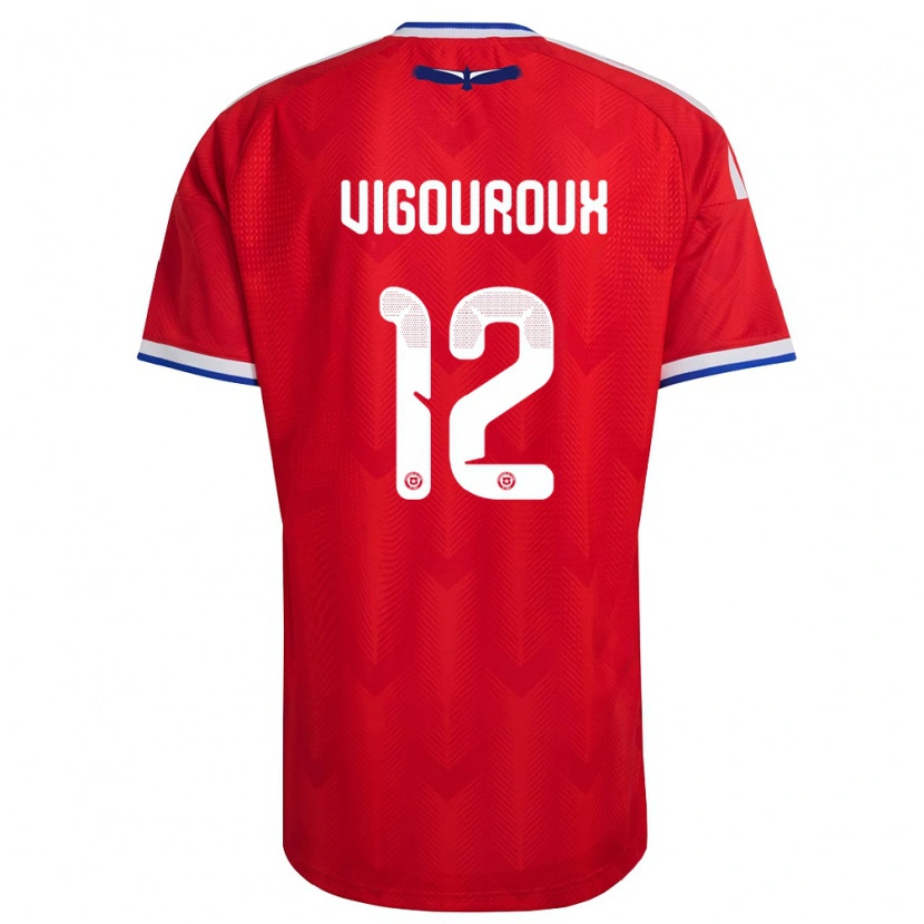 Danxen Mujer Camiseta Chile Lawrence Vigouroux #12 Rojo Blanco Azul 1ª Equipación 26-28 La Camisa México